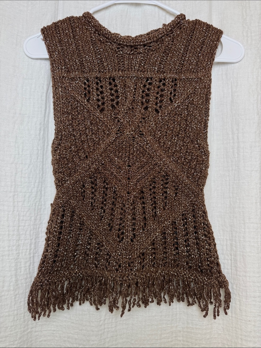 Anthropologie Pilcro Metallic Fringe Sweater Tank - Bronze (Size XS)